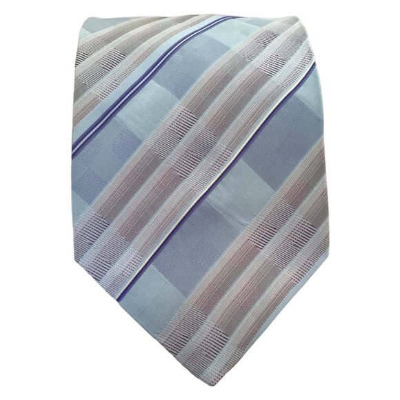 KENZO HOMME Blue Striped Silk Tie Made In Italy 56